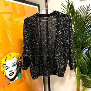 Sequined Semi-Sheer Sweater Bolero/Open Cardigan